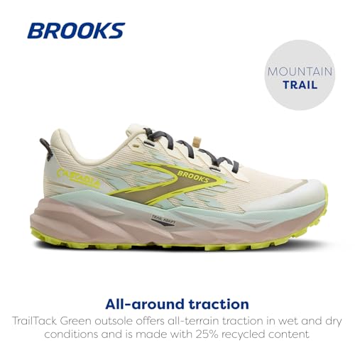 Brooks Women’s Cascadia 19 Mountain Trail Running Shoe - Coconut/Misty Blue/Ebony - 8 Medium