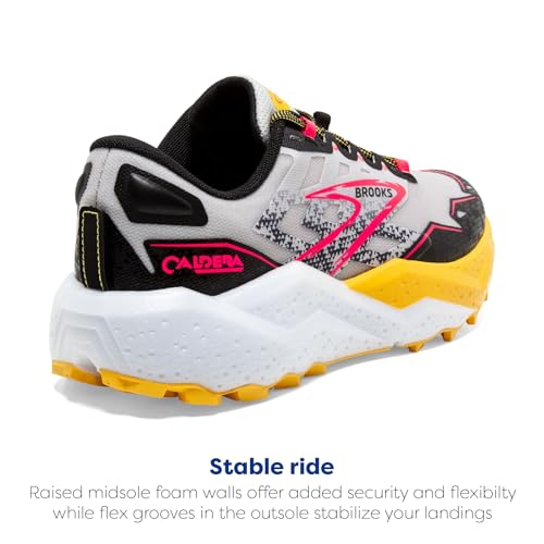 Brooks Women’s Caldera 7 Trail Running Shoe - Lunar Rock/Lemon Chrome/Black - 7.5 Medium