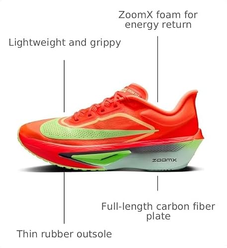 Nike Zoom Fly 6 Men's Road Racing Shoes (Bright Crimson/Lime Blast/Mint Foam/Cave Purple) Size 7.5