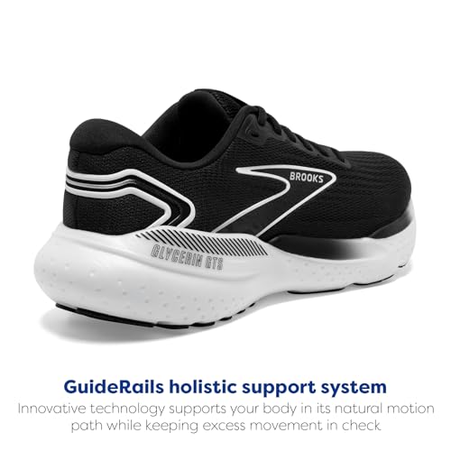 Brooks Men's Glycerin GTS 21 Supportive Running Shoe - Black/Grey/White - 7 Medium