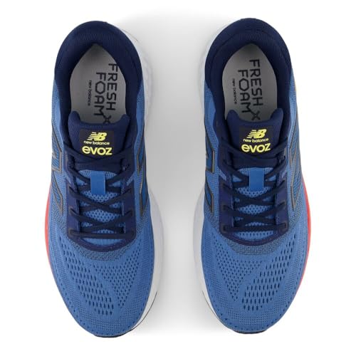 New Balance Men's Fresh Foam X EVOZ V4 Running Shoe, Sea Stone/Nb Navy/Clementine, 8 M