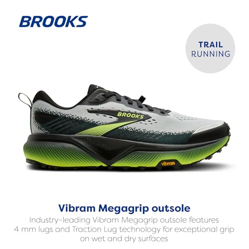Brooks Men’s Cascadia 20 Trail Running Shoe - Grey/Black/Nightlife - 9 Medium