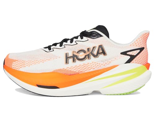 HOKA Mens Mach X 3 White/Neon Tangerine Size 10 US