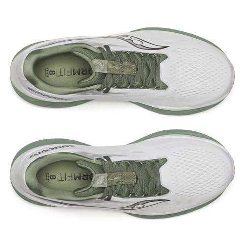 Saucony Men's Ride 18 Sneaker, White/Olivine, 10.5