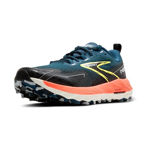 Brooks Men’s Cascadia 18 Mountain Trail Running Shoe - Legion Blue/Black/Flame - 8 Medium