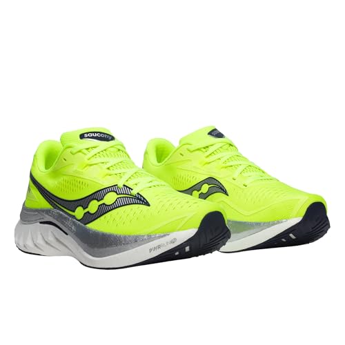 Saucony Men's Endorphin Pro 4 Sneaker, Citron/Navy, 10