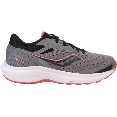 Saucony Women's Cohesion 16 Sneaker, Charcoal/Petal, 7.5 Wide