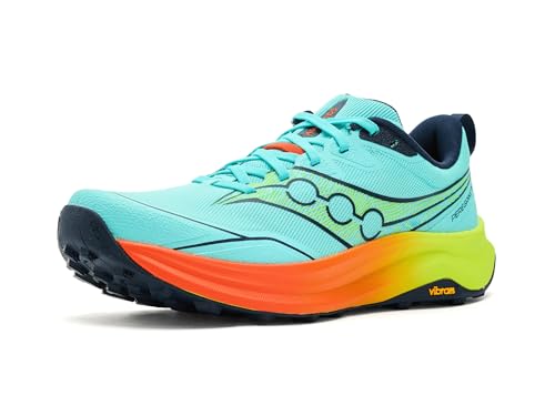 Saucony Men's Peregrine 16 Sneaker, Splash/Citron, 10.5