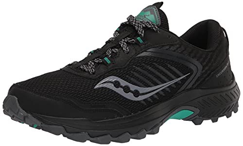 Saucony Women's Excursion TR15 Trail Running Shoe, Black/Jade, 7.5