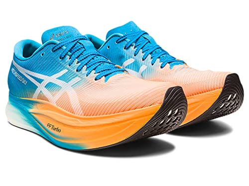 ASICS Unisex METASPEED Sky+ Running Shoes, 11.5M / 13W, Orange POP/Island Blue