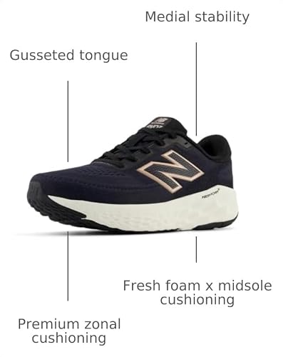 New Balance Women's Fresh Foam X EVOZ V4 Running Shoe, Phantom/Black/Silver Metallic, 8 M