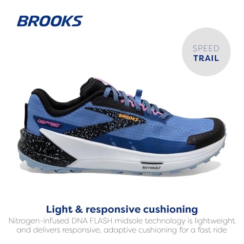 Brooks Women's Catamount 2 Trail Running Shoe - Blue/Black/Yellow - 7.5 Medium