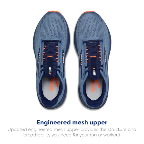 Brooks Men’s Revel 8 Neutral Running & Walking Shoe - Blue/Blue/Orange - 10.5 Medium