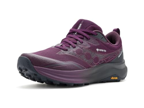 Saucony Women's Peregrine 16 GTX Sneaker, Eggplant/Ebo, 9.5