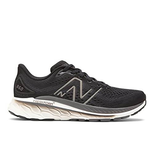 New Balance Men's Fresh Foam 860 V13 Running Shoe, Black/White, 10.5 Medium