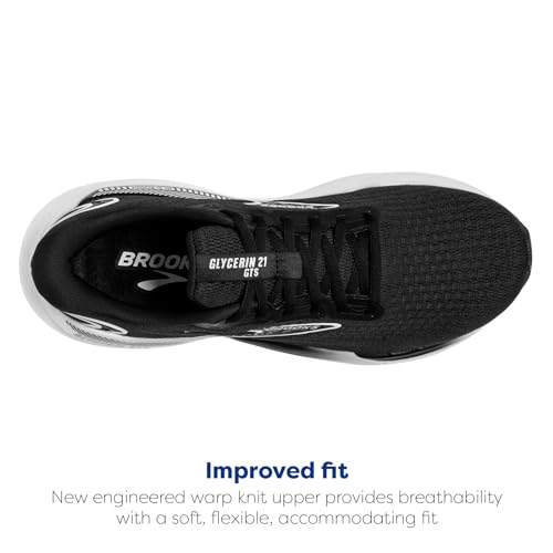 Brooks Men's Glycerin GTS 21 Supportive Running Shoe - Black/Grey/White - 7 Medium
