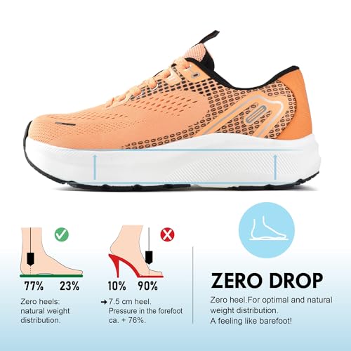 JACKSHIBO Wide Toe Box Shoes Women Arch Support Zero Drop Wide Sneakers