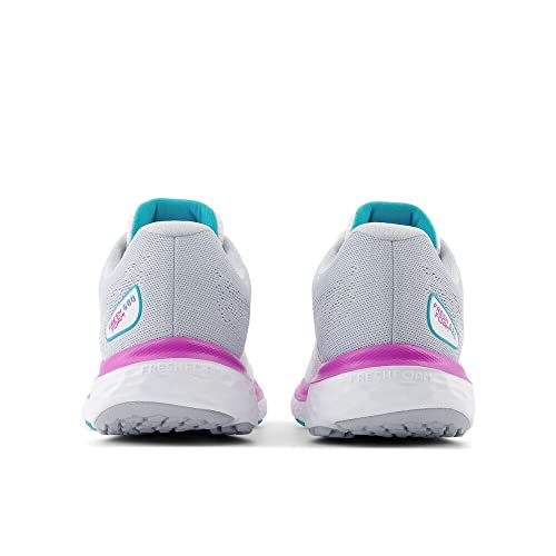 New Balance Women's Fresh Foam 680 V7 Running Shoe, White/Quartz Grey/Virtual Blue, 8.5 M