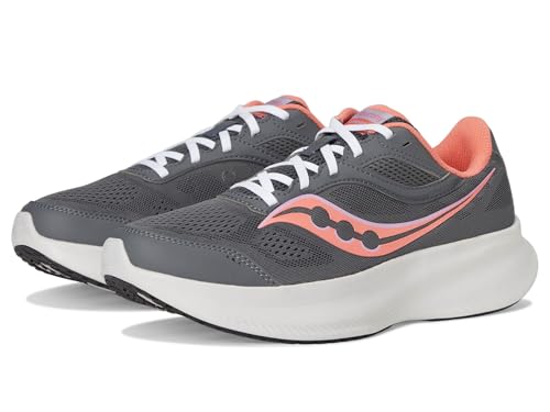 Saucony Women's Cohesion 18 Sneaker, Carbon/Salmo, 9 Wide