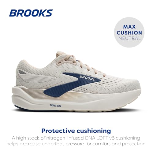Brooks Men’s Ghost Max 3 Neutral Running & Walking Shoe - Coconut/Chateau/Navy - 10.5 Medium