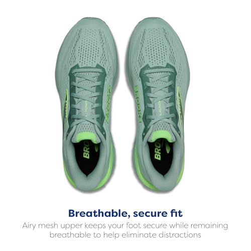 Brooks Men’s Launch 12 Neutral Running Shoe - Gray Mist/Green - 10.5 Medium