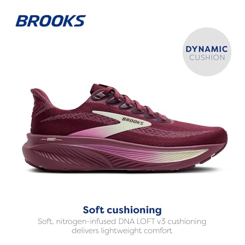 Brooks Women’s Ghost 17 Neutral Running Shoe - Burgundy/Pink/Green - 8 Medium