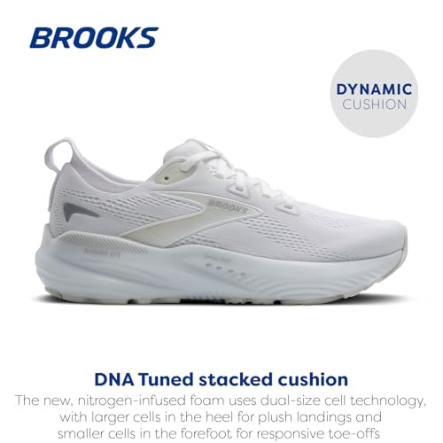 Brooks Women’s Glycerin GTS 22 Supportive Running Shoe - White/White/Grey - 10 Medium
