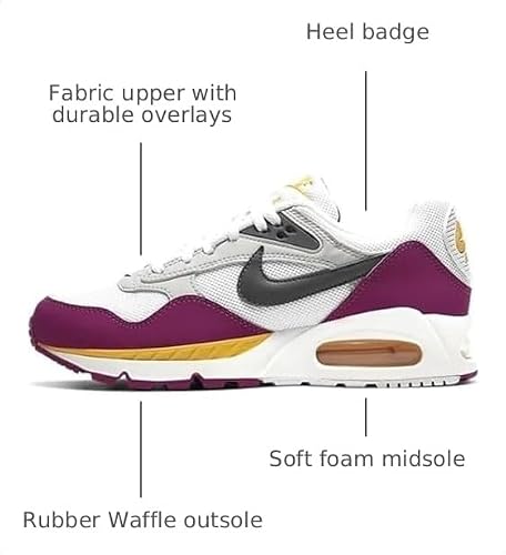 Nike Women's Air Max Correlate Shoes, White/Dark Grey-University Gold-Rave Pink, Size 7