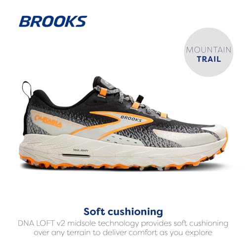 Brooks Men’s Cascadia 18 Mountain Trail Running Shoe - Black/Blue Wash/Orange - 8 Medium