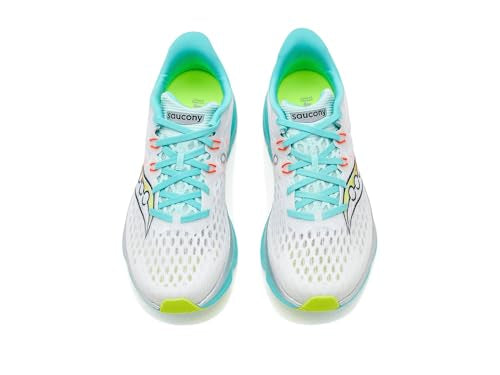 Saucony Women's Kinvara 16 Sneaker, White/Aqua, 7
