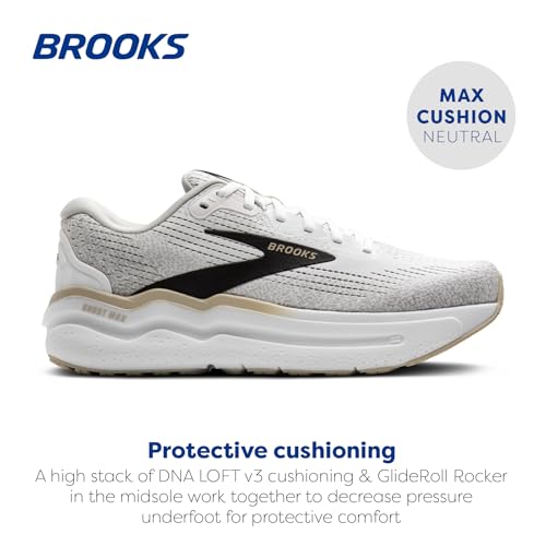 Brooks Men’s Ghost Max 2 Neutral Running & Walking Shoe - White/Pelican/Oyster - 11.5 Medium