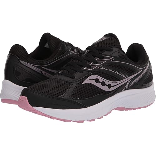 Saucony Women's Cohesion 14 Running Shoe, Black/Pink, 10.5 Wide