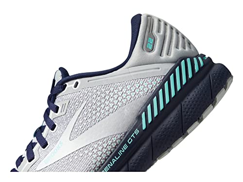 Brooks Women's Adrenaline GTS 22 Supportive Running Shoe - Grey/Peacoat/Aruba - 10.5 Medium