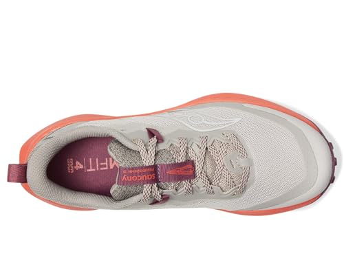 Saucony Women's Peregrine 15 Sneaker, Oat/Salmon, 8