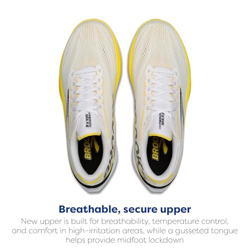 Brooks Men’s Hyperion Max 4 Neutral Running Shoe - White/Cyber Yellow/Black - 12.5 Medium