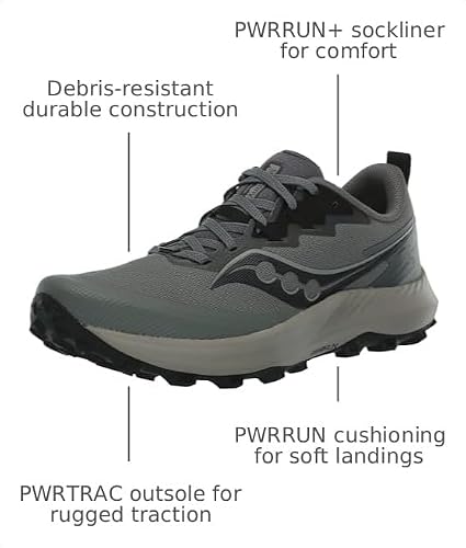Saucony Men's Peregrine 14 Sneaker, Bough/Shadow, 8.5
