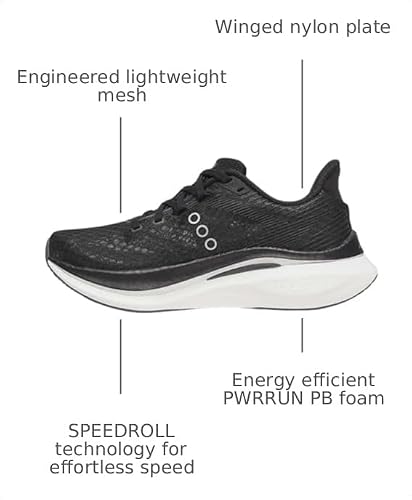 Saucony Women's Endorphin Speed 5 Sneaker, Black/White, 8