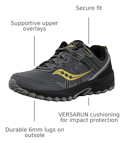 Saucony Men's Excursion TR14 Running Shoe, Dark Grey/Black/Gold, 13 W