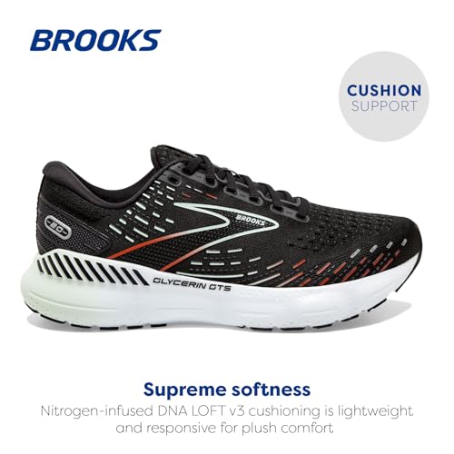 Brooks Women's Glycerin GTS 20 Supportive Running Shoe - Black/Red/Opal - 5 Medium