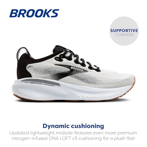 Brooks Women’s Adrenaline GTS 25 Supportive Running & Walking Shoe - White/Black/White - 8.5 Medium