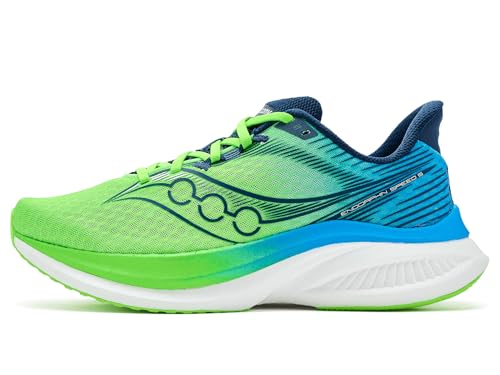 Saucony Men's Endorphin Speed 5 Sneaker, Slime/Cobalt, 10.5