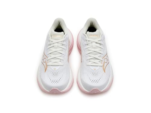 Saucony Women's Ride 19 Sneaker, White/Silk, 10 Wide