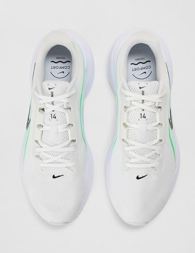 Nike Men's Downshifter 14 Road Running Shoes, White/Black-Glacier Blue-Green Strike, 11