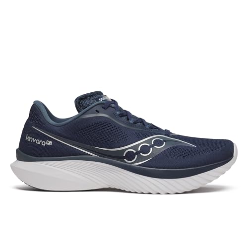 Saucony Men's Kinvara 15 Sneaker, Navy/Silver, 9