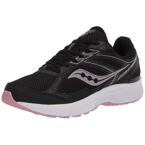 Saucony Women's Cohesion 14 Running Shoe, Black/Pink, 10.5 Wide