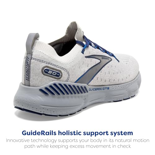 Brooks Men’s Glycerin StealthFit GTS 20 Supportive Running Shoe - Oyster/Alloy/Blue Depths - 9 Medium