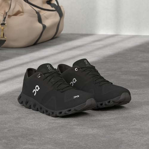 On Men's Cloud X Sneakers, Black/Asphalt, 7.5 Medium US