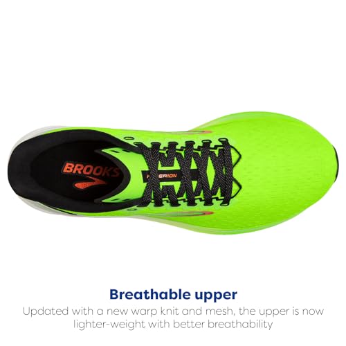 Brooks Men’s Hyperion Neutral Running Shoe - Green Gecko/Red Orange/White - 8.5 Medium