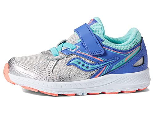 Saucony Baby Girl's Cohesion 14 A/C (Toddler) Silver/Periwinkle/Turquoise 7 Toddler M