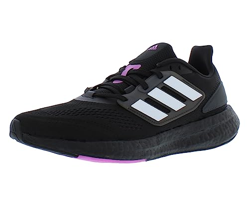 adidas Pureboost 22 Womens Shoes Size 7, Color: Core Black/Cloud White/Semi Pulse Lilac
